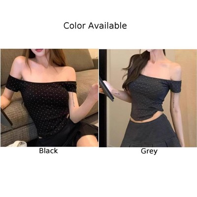 Lässiges Damen One Shoulder gepunktetes T-Shirt für Urlaub und Alltag