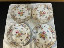 Schumann Art Dresden Empress Flowers (4) Dessert Salad Appetizer Plate  7.5”