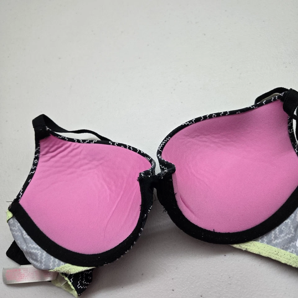 Sujetador ROSA Mujer 34B Negro Geométrico Push Up Correa Con Aros Convertible Foto 3 de 4