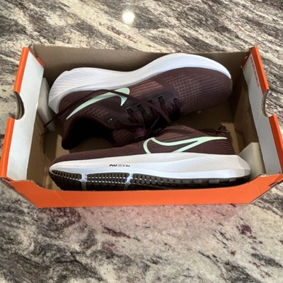 Women  Nike Air Zoom Pegasus 39 maroon white mint cushioned mesh running shoes.