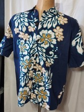 Vintage Hilo Hattie Men Hawaiian Shirt Large L Camp Floral Button Up Cotton
