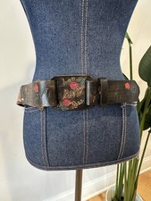 Vtg 70s Sweet Gypsy Rose Naked Woman Tooled Leather Belt OOAK 37in Music Hippie