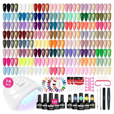 73 Pcs Gel Nail Polish Kit With UV Lamp Light Poly Extension Manicure Tool Set