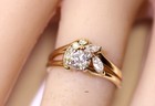14k yellow gold round .63ct Natural Diamond engagement ring wedding band wrap — photo 7