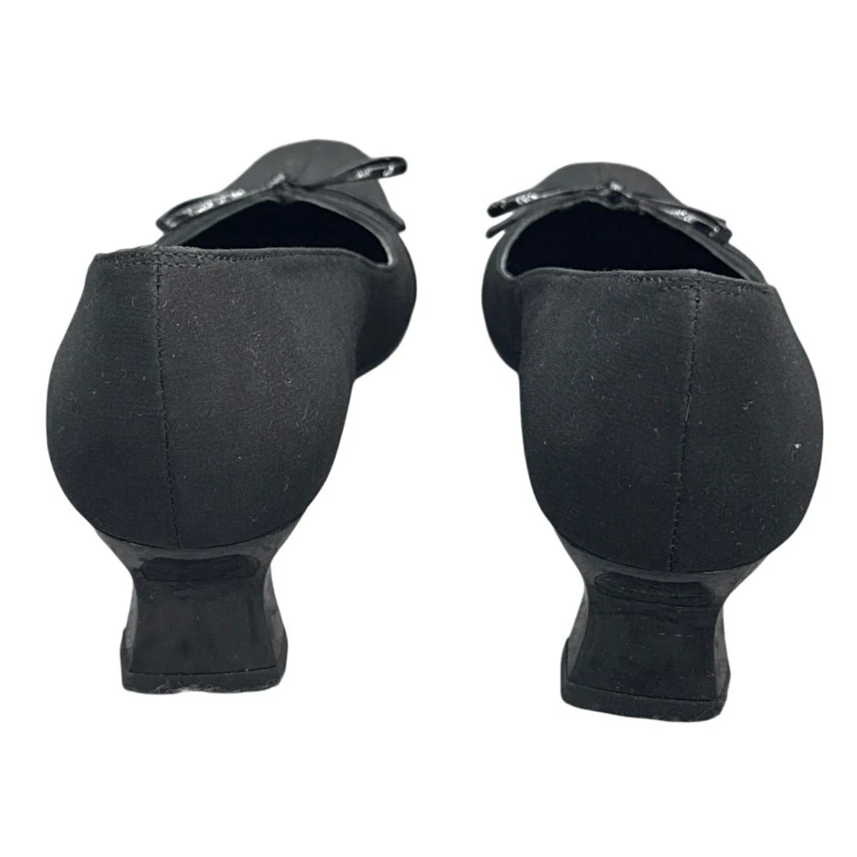 Vaneli Black Square Toe Bow Accent Loafer Style Kitten Heel Dress Shoe Women 8.5 - Image 4 of 4