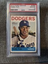PSA 10 2013 Topps Heritage Yasiel Puig Rookie Card RC Dodgers. rookie card picture