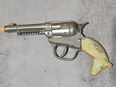 Rare! Vintage Hubley Cap Gun with Mustang Horse Head Grips 