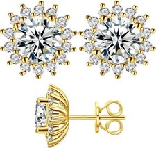 Moissanite Stud Earrings 0.2CT-8.0CT 18K White/Yellow Gold Vermeil D Color VVS1