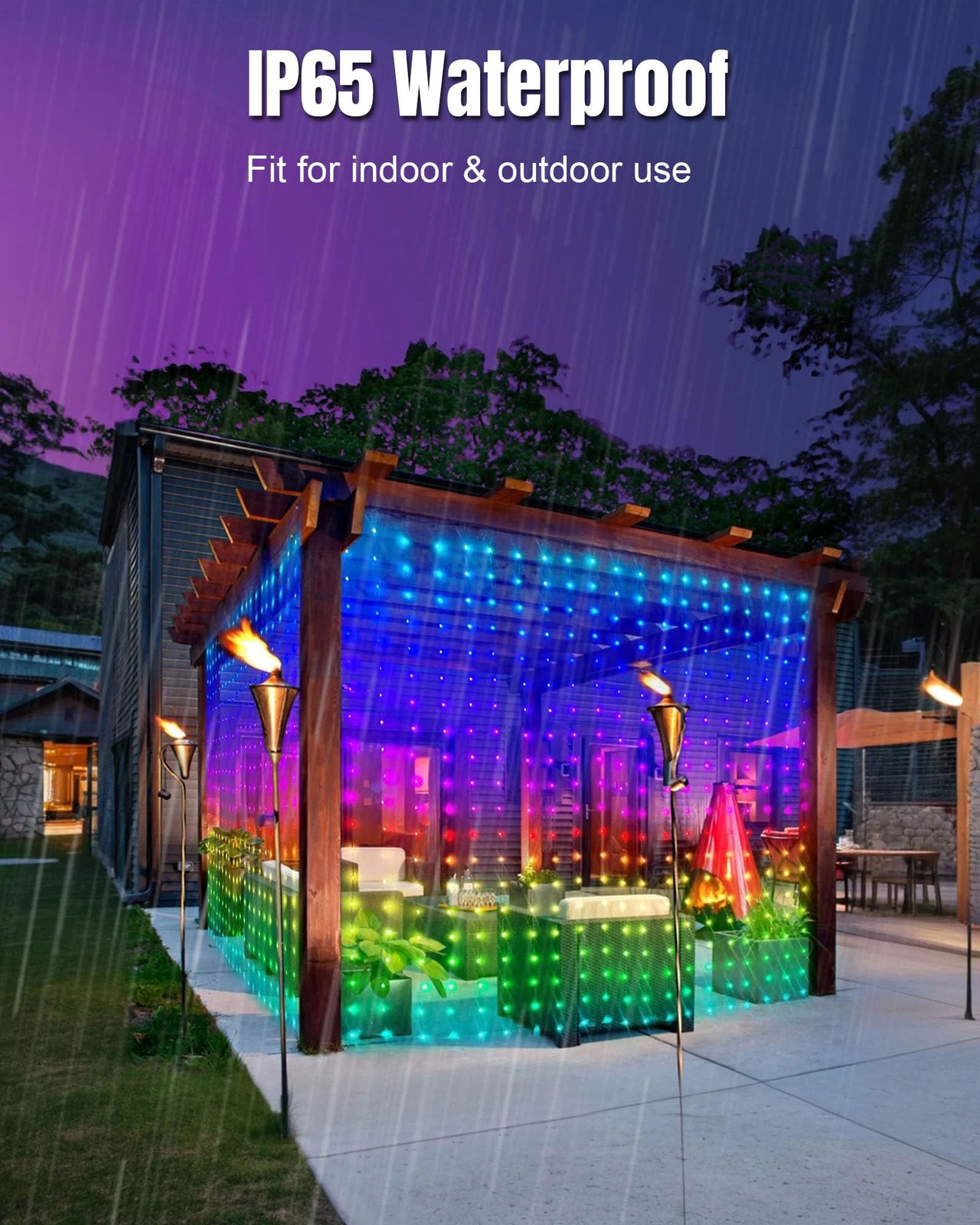 IC ICLOVER 6.6FT 400 LED Smart Color Changing Curtain Lights w/Remote & App