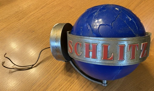 Vintage 1960s Schlitz Beer Globe Sign Light & Rotates ~ Works