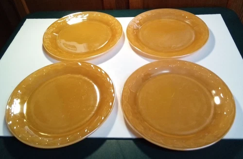 Vintage Fire King Peach Luster 11" Plates with Laurel Leaf - Set of 4
