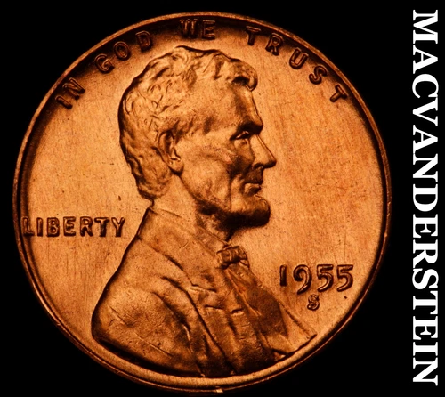 1955-S Lincoln Wheat Cent-Choice Gem BU Red Lustrous No Reserve #i6558