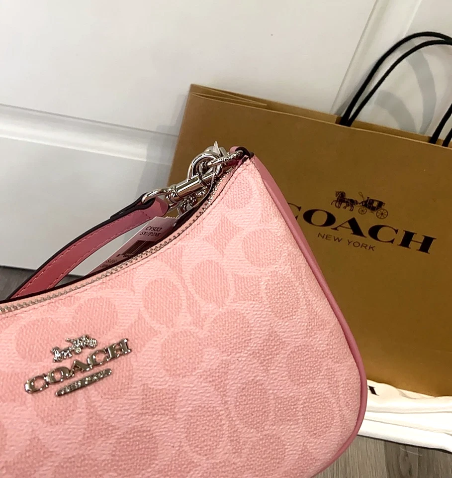 Bolso de hombro Coach Teri nuevo con etiquetas en lona exclusiva CV933 rosa polvoriento Foto 2 de 4