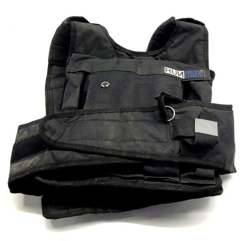 RUNmax Weighted Vest Adjustable Fitness Training Black Reflective Strip
