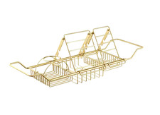WOODBRIDGE Stainless Steel Extendable Bathtub Caddy Tray in Brushed Gold