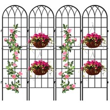 4 Pack Black/Green Iron Garden Trellis, Metal Garden Trellis for Climbing Plants