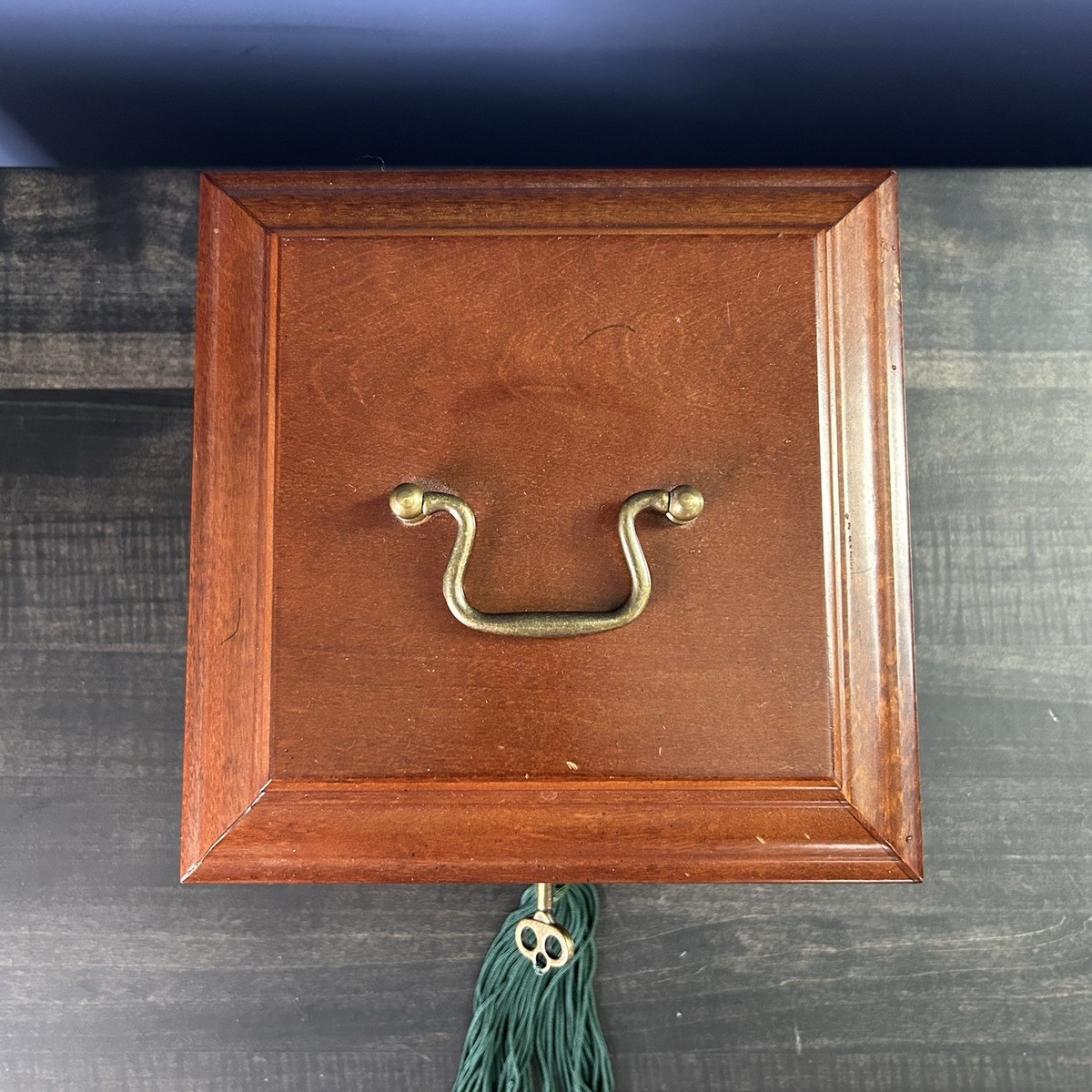 Vintage 1997 Bombay Company Wood Jewelry Box w/ Key Velvet Lined