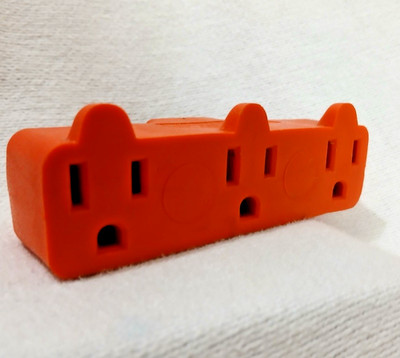 Litesun Orange Plug In Heavy Duty Triple Outlet Adapter 15A / 125V - Pre-owned