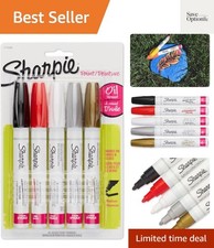 Oil-Based Paint Markers, Medium Point, Assorted  Metallic Colors, 5 Count - ...