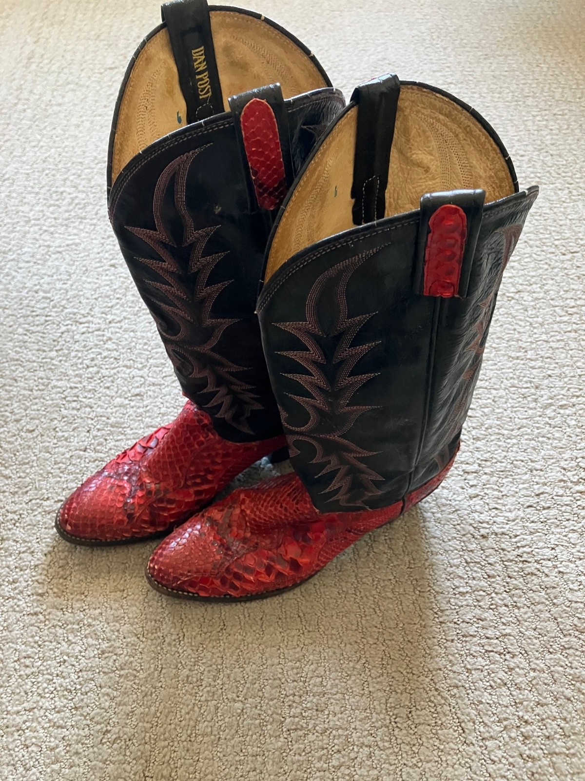 Women's Dan Post Red Snakeskin Python Boots 8.5 - image 5