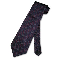 100 SILK NeckTie Black and Red Line White Dots Pattern Design Mens Neck Tie