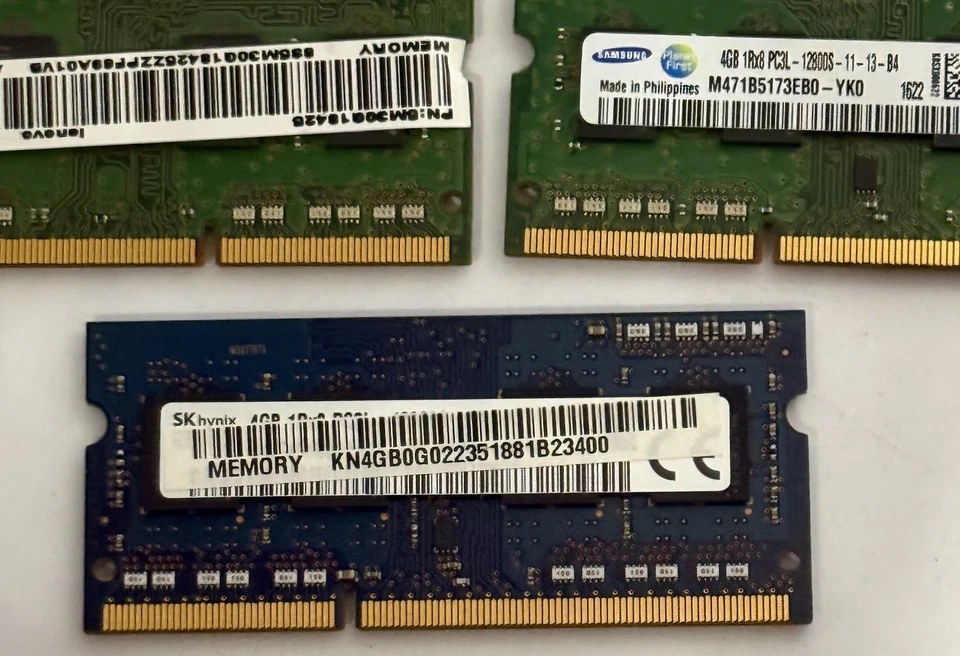 12GB (3x4GB) DDR3 PC3L-12800S Sodimm Laptop RAM Memory 2 Samsung And 1 Hynix - Image 4 of 4