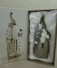 Pier 1 Imports Santa Claus Christmas Silver Ceramic Figurine In Original Box