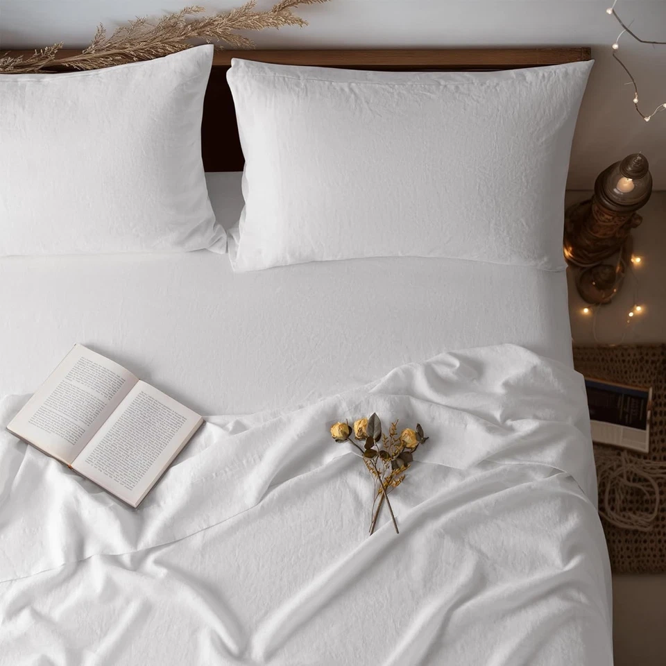 White Linen Bedding Set - Deep Pocket Twin - Image 3 of 4
