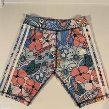 Adidas Girls Shorts Clear Sky Floral Print Athletic Multicolor Size Medium 10/12