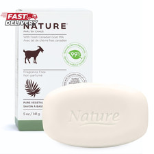 Nature Goat Milk Bar Soap, FRAGRANCE FREE, 5 Oz 141 G , with Fresh Goat Milk, V