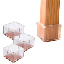 16PCS Transparent Square Chair Leg Wood Floor Protectors Silicone Furniture Legs