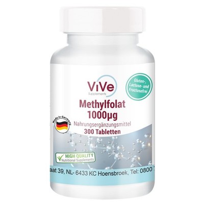 Methylfolat 1000μg - 300 Tabletten - vegan | Vive Supplements