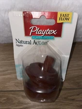 Vintage Playtex Natural Action Flat Top Latex Baby Bottle Nipples Fast Flow NEW