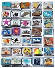 U-PICK Beach Ocean Vacation Theme 9mm Italian Charms Modular Links