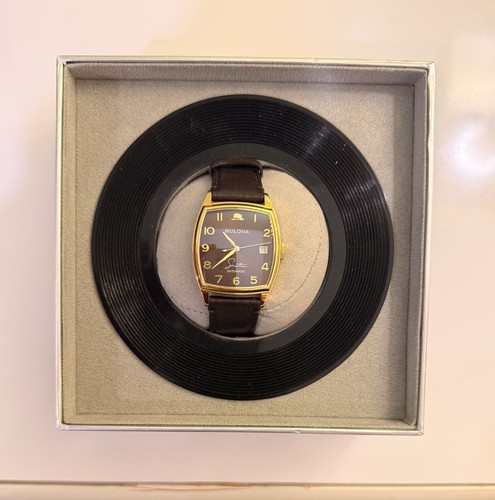 Bulova Frank Sinatra 33.5mm Case Stainless Steel Gold, Band Leather Brown... - Picture 1 of 7