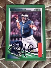 2025 Panini Score Real In Person Autographed Green Parallel Jalen Hurts #84 
