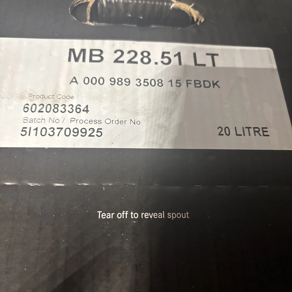 Genuine Mercedes-Benz Sprinter Engine Oil 20L - MB228.51LT - 5W30 A000 989 35 08 - Image 2 of 2