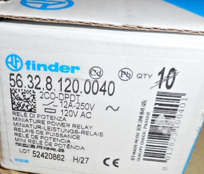 [BOX OF 9] Finder Relay 56.32.8.120.0040 DPDT relay, 120VAC