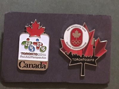 2015 Toronto Pan Am Games 2 Pin Lot Maple Leaf CN Tower COC Pins New Rare