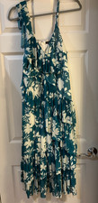 Torrid Teal Blue Floral Pattern Narrow Strap Sleeveles Dress Size 0 GREAT CONDIT