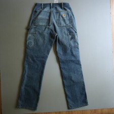 Carhartt Denim Carpenter Jeans 32x34 Measure 30 x 32.5 Distress Faded Relaxed