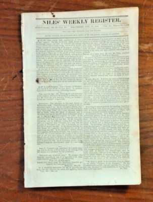 1831 Niles Weekly Newspaper ~ Irish Famine & Massacre, Indian Removal, Treaty