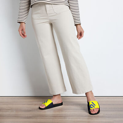 Women's slides yellow,navy blue and black