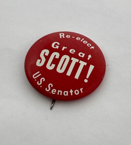 Vintage Great Scott U.S. Senator Political Campaign Pin Button Pennsylvania PA - Picture 3 of 6