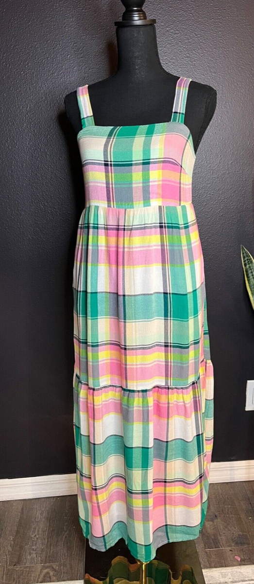 Loft Women's XS Petites Plaid Maxi Dress Pink Green White Sleeveless Pockets | eBay Loft Women's XS Petites Plaid Maxi Dress Pink Green White Sleeveless Pockets | eBay