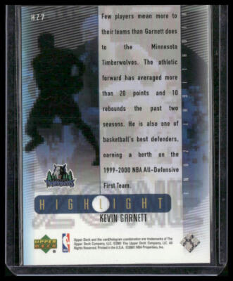 2000-01 Upper Deck #HZ7 Kevin Garnett Highlight Zone | eBay