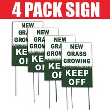 Pack Of 4 Sign New Grass Growing Keep Off Coroplast Plastic Sign With Free Stake