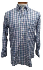 Peter Millar Mens Purple Blue Plaid Long Sleeve Button Shirt Sz Medium Cotton