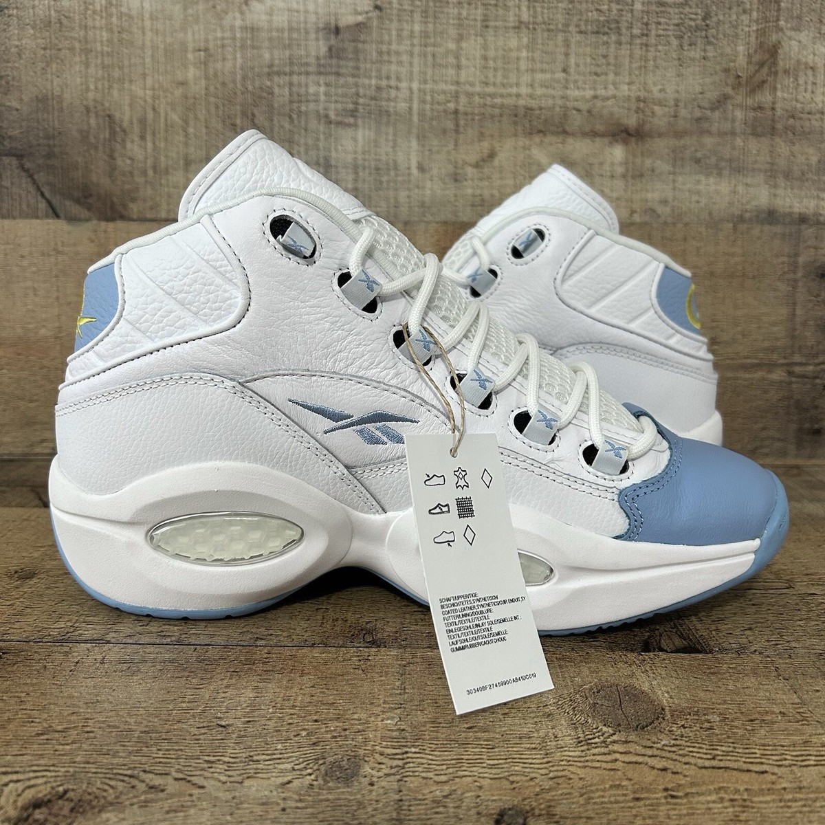 Reebok Question Mid GS Youth Size White Blue Denver Nuggets Allen