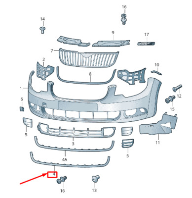 Skoda Superb MK2 3T Zierleiste für Stoßstange vorne 3T08072439B9, Originalteil